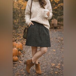 NWT Harvé Benard 100% Wool‎ Skirt Size 16 Gray Black Plaid Lined Career Classic